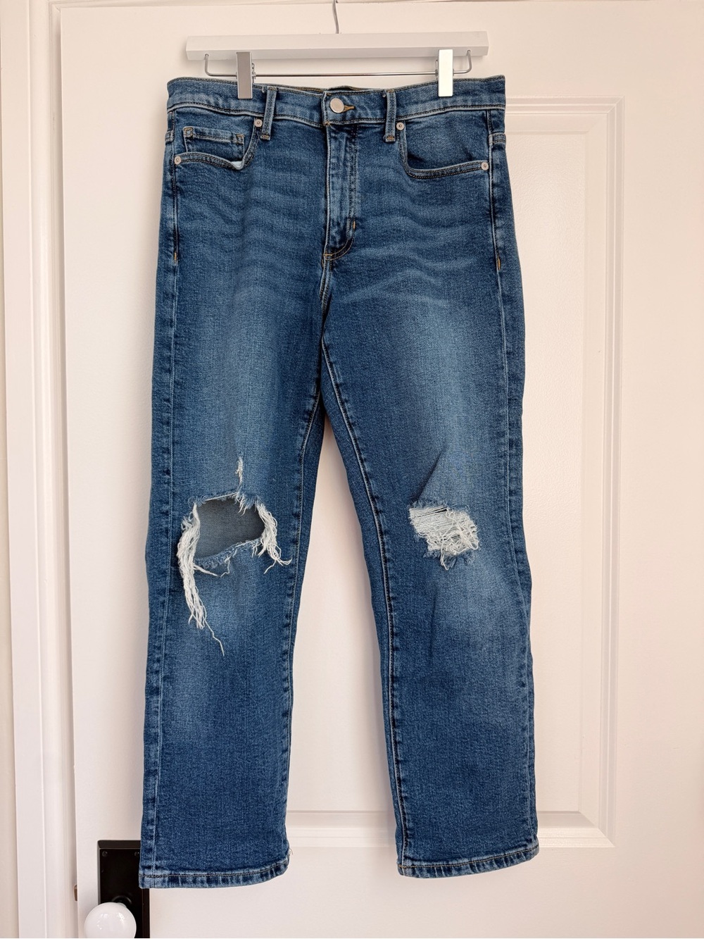 Banana Republic Distressed Cropped Jeans - Medium Blue